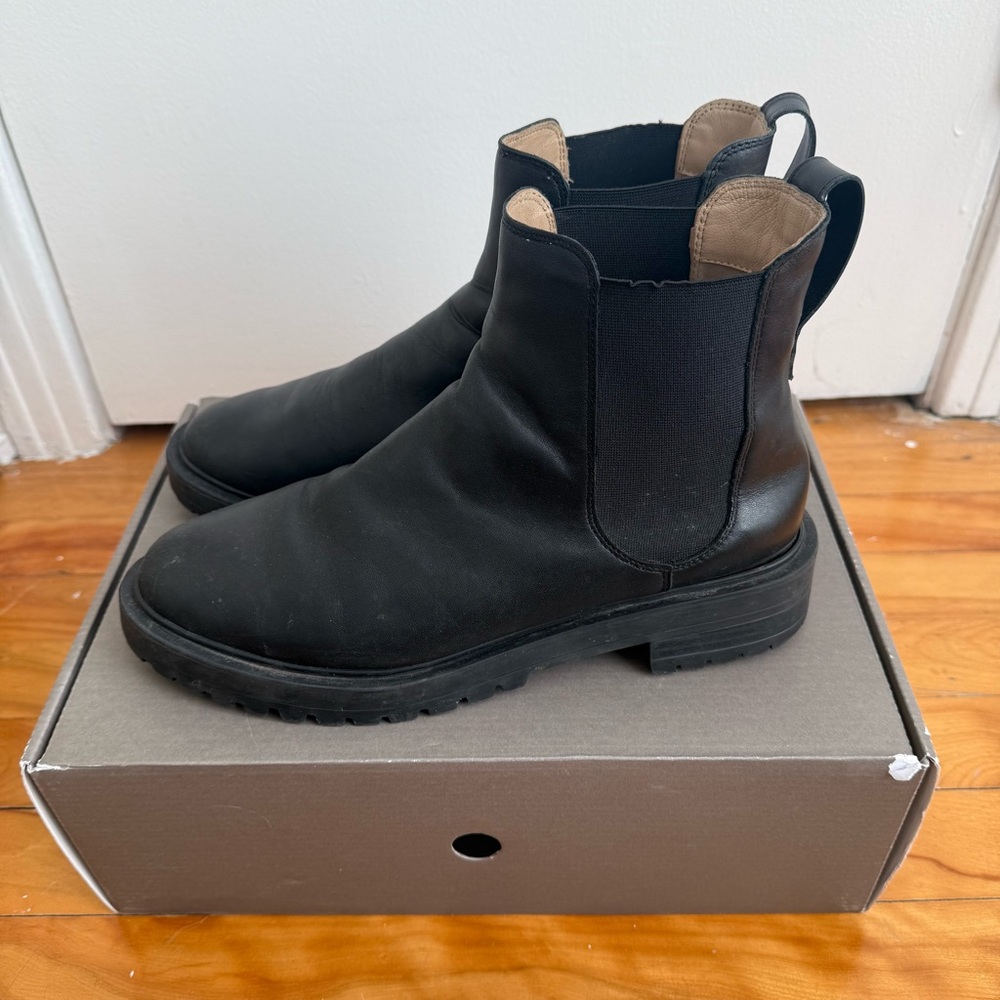 H&M Premium Black Leather Ankle Boots